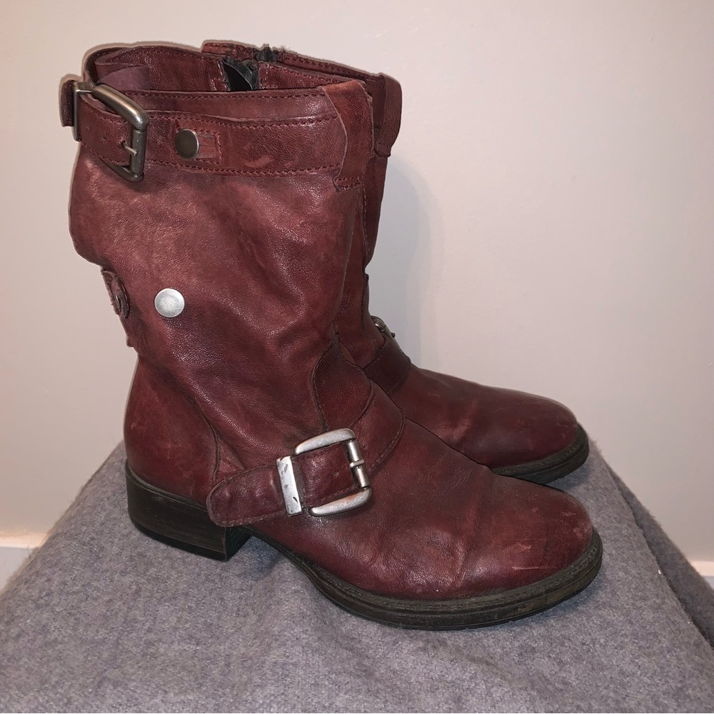 MJus Leather Burgundy Heeled Boots 38